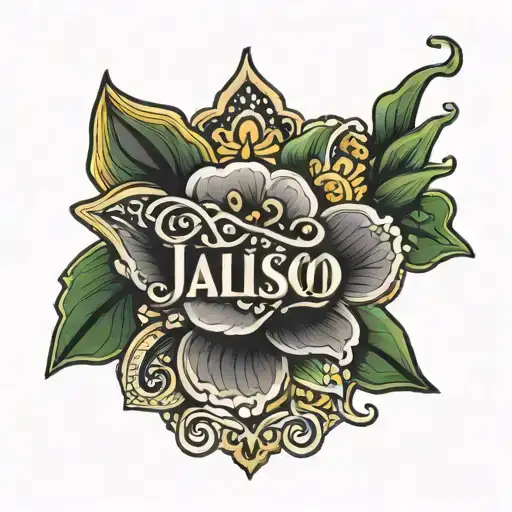 Flower With The Word Jalisco Written In Cursive