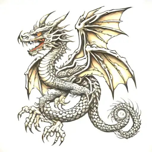 The Black And White Dragon Tattoo Design