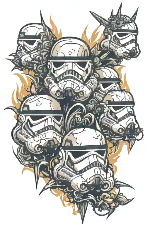 Storm Trooper Heads On Spikes