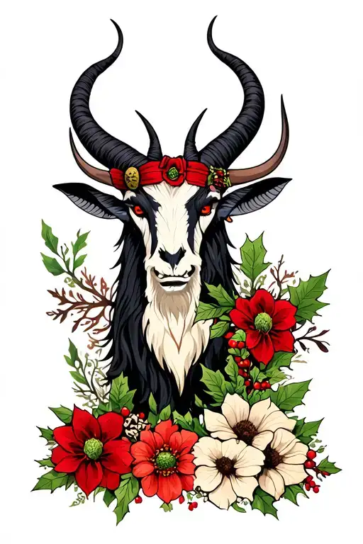 Krampus And Christmas And Capricorn And Flowers
