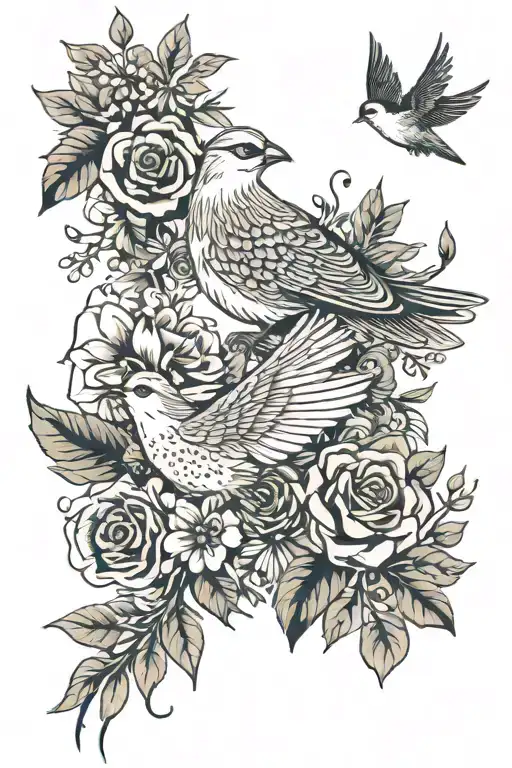Botanicals And Birds Soaring