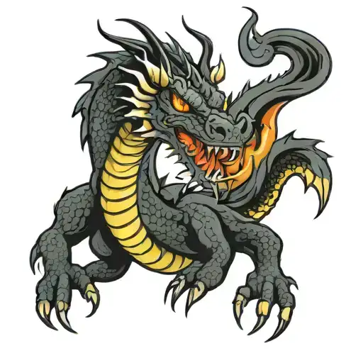 Black Dragon Breathing Fire