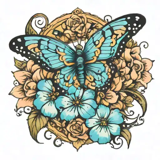 Butterfly With Flowers