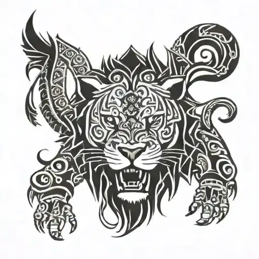 Samoan Tribal Tattoo With Lion