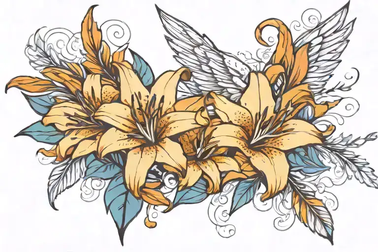 Lilies And Feathers Soaring