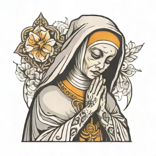 Praying Nun With Save Me Note