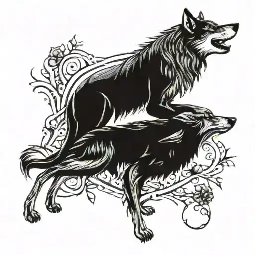 Wolf Protecting Woman