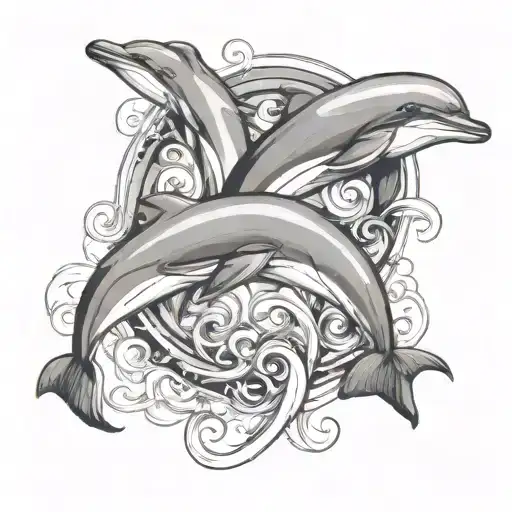 Dolphins Swimming In An Infinity Symbol Paytern