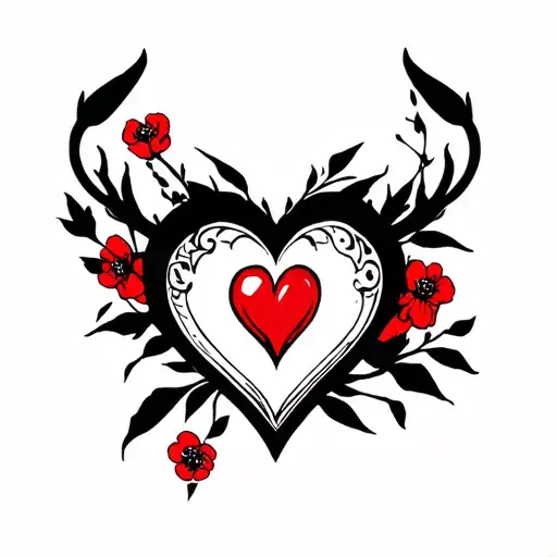 Small Red Heart With A Little Black In It