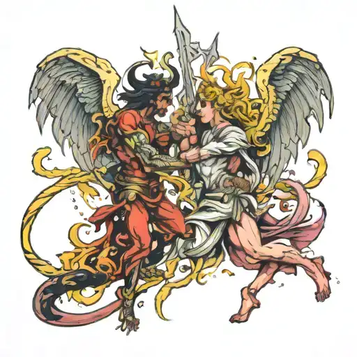 Angels And Demons Fighting