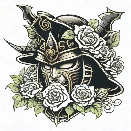 Samurai Helmet Adorned With Roses