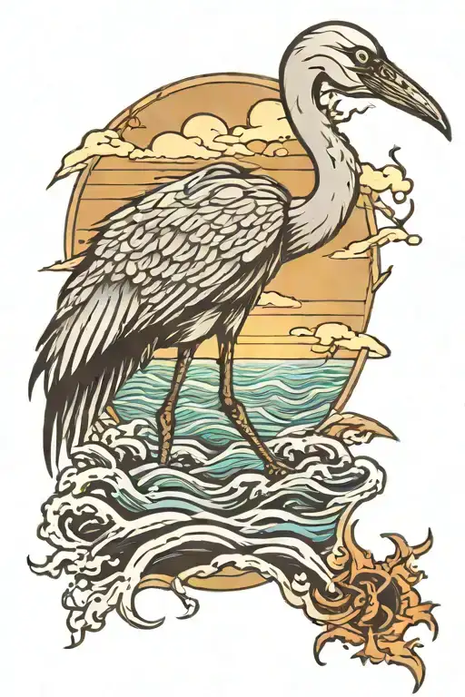 Crane Against The Sea