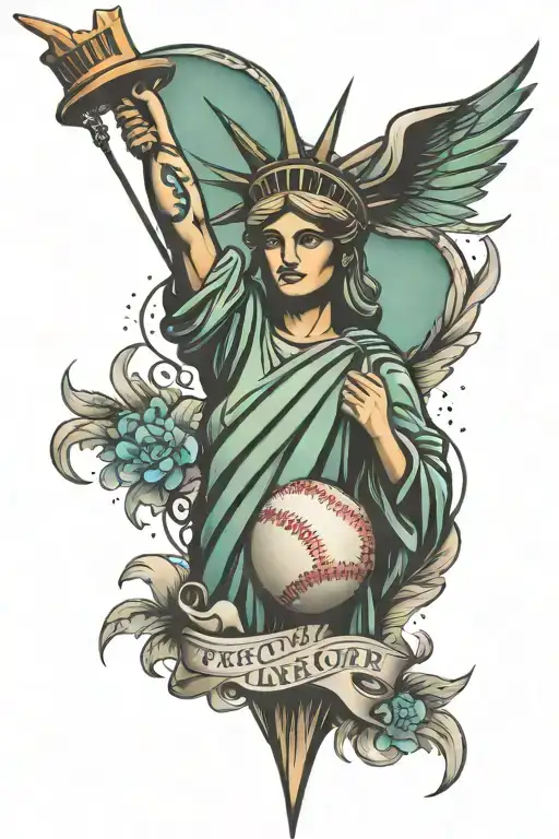 Statue Of Liberty Freedom Baseball Diamond