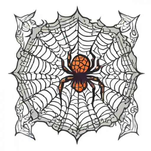 Spider Web Tattoo With 2004 Above It