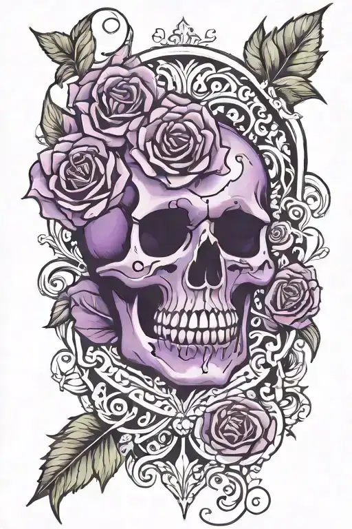 Purple Rose Skull