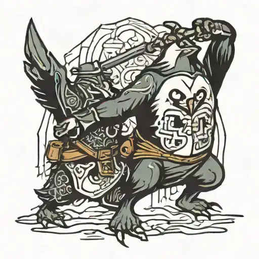 Ravaged Warrior Penguin Fighting Off Poler Bears