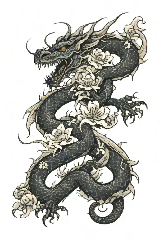 Dragon With Flowers