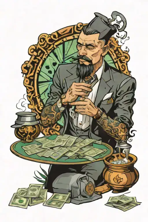 Diamond Dealer Counting Money With Smoke