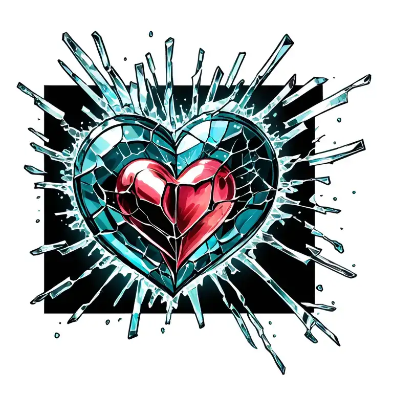Broken Glass And Heart Made