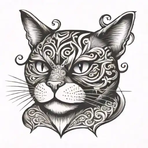 Cat Head With Mustache