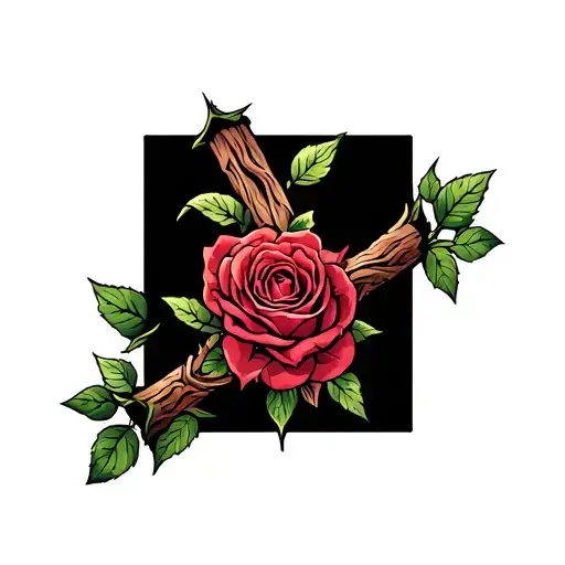 Cross With Rose And Thorns Wrapped