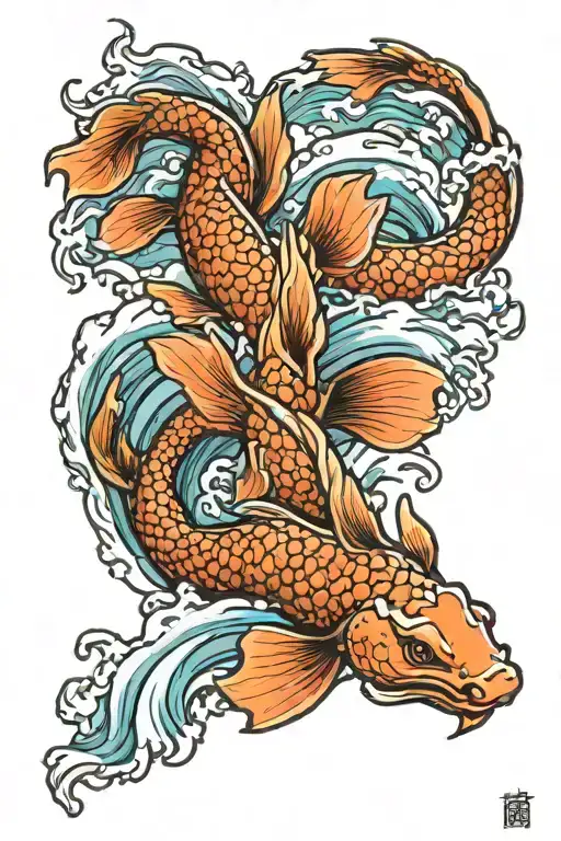 Koi Fish Swim Up A Waterfall And Turn Into A Dragon