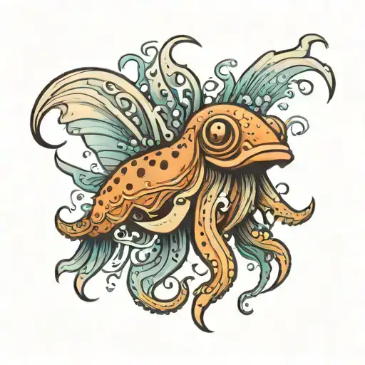 A Cuttlefish In The Style Of Cartoonist Boulet