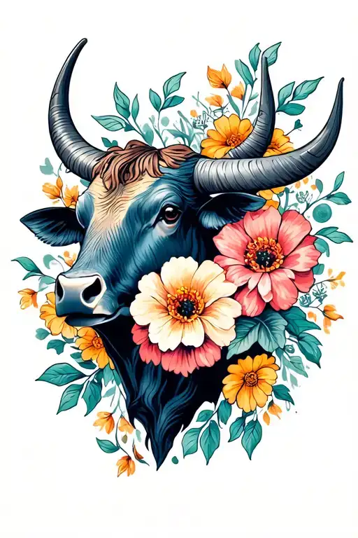 Flowers And Iron Ox Surrounded