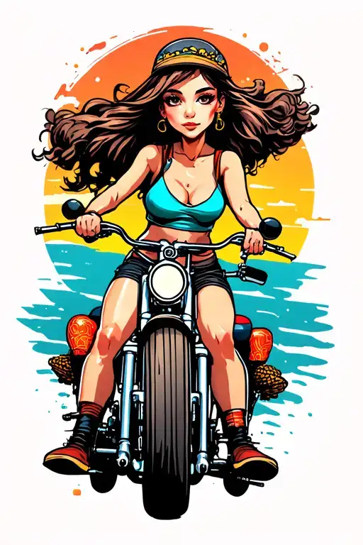 Cartoon Girl Riding