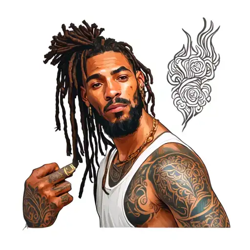 Man With Dreadlocks Carving Himself Out