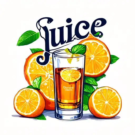 Orange Juice And Whisky With A Logo Saying Juice Above