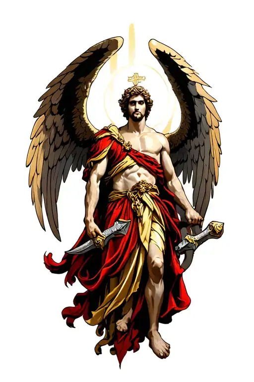 St Michael The Archangel Slaying Satin
