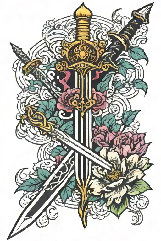 Sword And Flower Surrounded