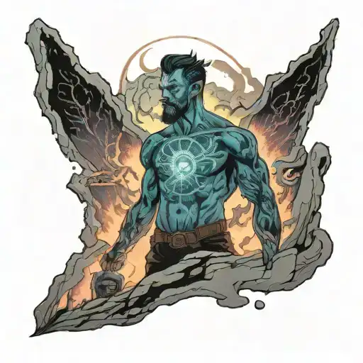 Man Standing In An Evil Terrain With Glowing Aura Around Him