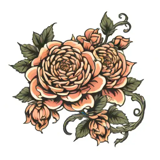 Chrysanthemum Rose Intertwined