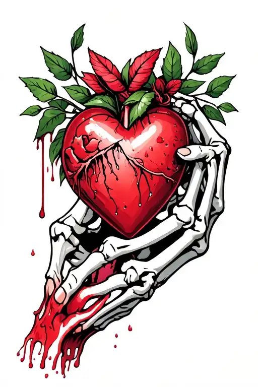 Skeleton Hand Holding A Bleeding Heart