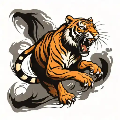 Ferocious Tiger Attacking