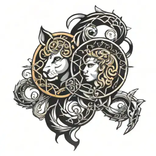 Zodiac Symbols Intertwined