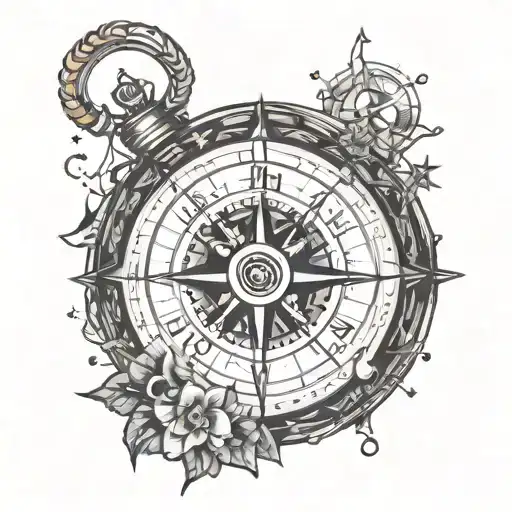 Compass With Clock With Constellation