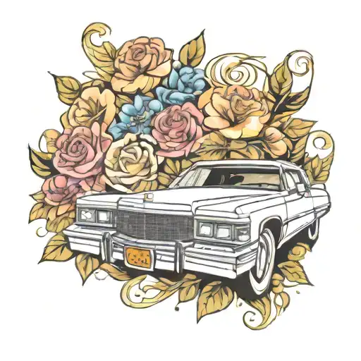 A 1982 Coupe Deville Surrounded By Flowers
