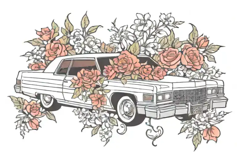 A 1982 Coupe Deville Surrounded By Flowers