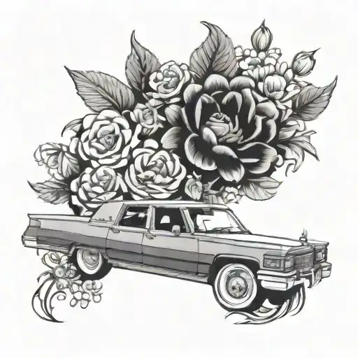 A 1982 Coupe Deville Surrounded By Flowers