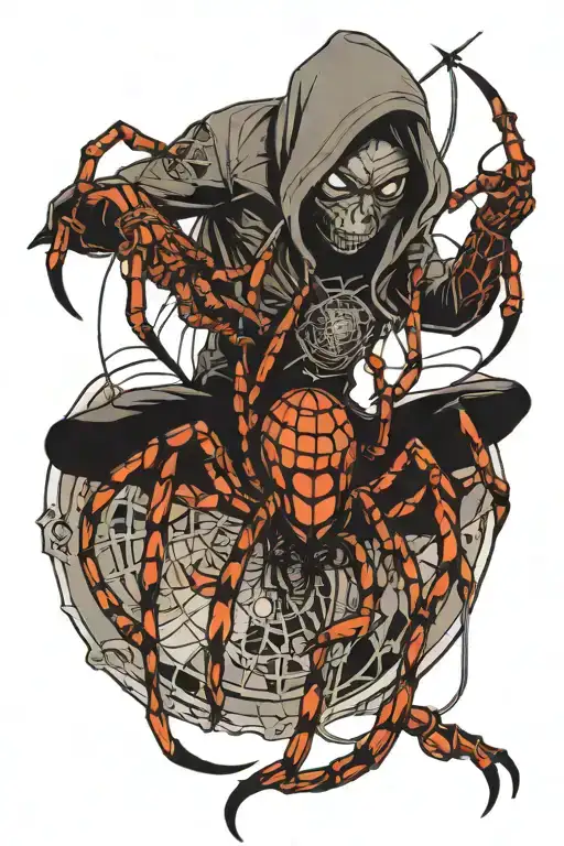 Spider Catching Prey Detailed Blackwork