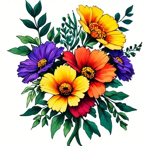 Wildflowers On Dark Skin