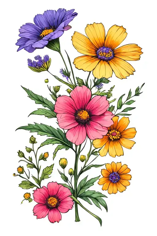 Wildflowers On Dark Skin