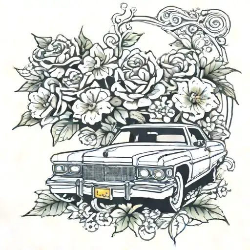 A 1982 Coupe Deville Surrounded By Flowers