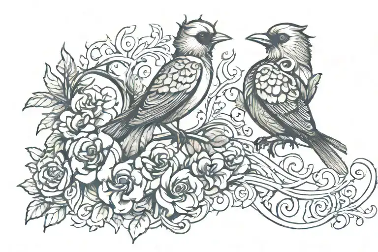 Name Intertwined With A Bird Perched