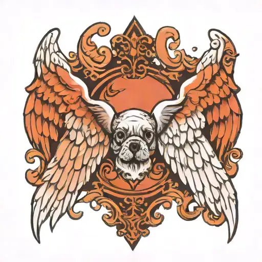 Bottom Of A Dog Paw And Angel Wings On Each Side