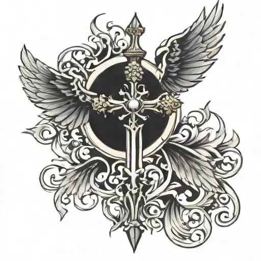 Sword Cross With Wing Spread