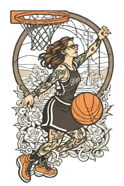 Caitlin Clark With Basketball Hoop